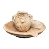 Roman grater bowl, 1st - 3rd century, and early modern era storage vessel