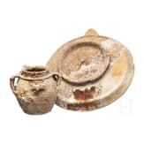 Roman grater bowl, 1st - 3rd century, and early modern era storage vessel