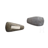 Two Western European Neolithic axeheads, circa 5000 B.C.