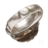 A southeastern European late Byzantine silver ring of a nobleman, 13th - 14th century
