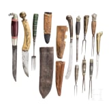Konvolut Messer und Gabeln, teilweise von Fuhrmannsbestecken, 18./19. Jhdt.