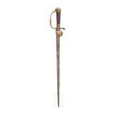 Ge&auml;tzter und goldtauschierter Hirschf&auml;nger mit Schildpattgriff, deutsch, datiert 1725