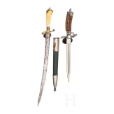 Jagdplaute mit Elfenbeingriff und Hirschf&auml;nger, deutsch, 18. und 20. Jhdt.