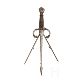 Linkhanddolch mit Springklinge, hochwertige Sammleranfertigung im Stil des 16. Jhdts.