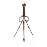 Linkhanddolch mit Springklinge, hochwertige Sammleranfertigung im Stil des 16. Jhdts.