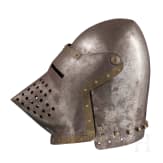 Beckenhaube mit Visier (Hundsgugel) im Stil des fr&uuml;hen 15. Jhdts.