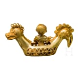 Tumbaga-Figur eines Mannes im Boot