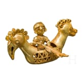 Tumbaga-Figur eines Mannes im Boot