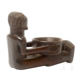Holzskulptur Sitzende mit Sch&uuml;ssel, Luba, Kongo