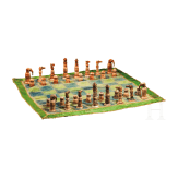 Schachspiel aus Bein mit Spieltuch, Salumbar, Mewar, datiert 1874