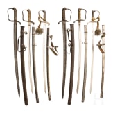 Neun S&auml;bel, meist Infanterie, 18. - 20. Jhdt.