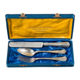 Kaiser-Huldigungs-Festschie&szlig;en der nieder&ouml;sterr. Sch&uuml;tzenvereine 1910 - dreiteiliges Silberbesteck in Etui als Ehrenpreis
