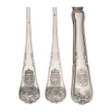 Kaiser-Huldigungs-Festschie&szlig;en der nieder&ouml;sterr. Sch&uuml;tzenvereine 1910 - dreiteiliges Silberbesteck in Etui als Ehrenpreis