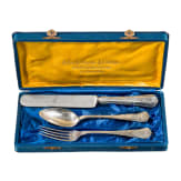 Kaiser-Huldigungs-Festschie&szlig;en der nieder&ouml;sterr. Sch&uuml;tzenvereine 1910 - dreiteiliges Silberbesteck in Etui als Ehrenpreis