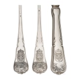 Kaiser-Huldigungs-Festschie&szlig;en der nieder&ouml;sterr. Sch&uuml;tzenvereine 1910 - dreiteiliges Silberbesteck in Etui als Ehrenpreis
