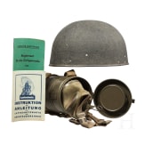 Stahlhelm und Gasmaske, Schweiz, vor 1945