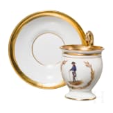 Andenkentasse mit Untertasse, Friedrich II., F&uuml;rstenberg, um 1900