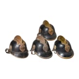 Vier Helme Feuerl&ouml;schwesen (Freiwillige Feuerwehr), Deutschland / USA, um 1900