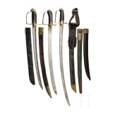 Three southern German infantry sabres and four scabbards, 18th/19th century