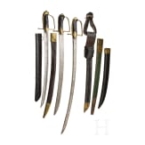 Three southern German infantry sabres and four scabbards, 18th/19th century
