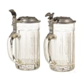 Two glass mugs with portraits of rulers, World War I
