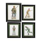 Five original gouaches of uniforms, 20th century