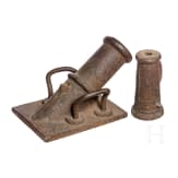 Zwei schwere, eiserne Standb&ouml;ller, deutsch, um 1800