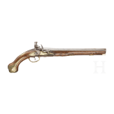 Lange Steinschlosspistole, fl&auml;misch, um 1740