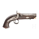 Perkussionspistole mit Silbereinlagen, Belgien/Frankreich, um 1850