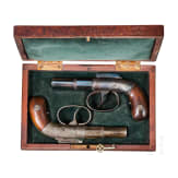 Ein Paar Allen & Thurber D.A. Bar Hammer Pistols im Kasten, USA, um 1850