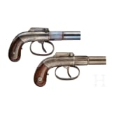 Ein Paar Allen & Thurber D.A. Bar Hammer Pistols im Kasten, USA, um 1850