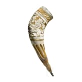 Geschnitztes Pulverhorn, deutscher Historismus, 19. Jhdt.
