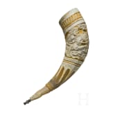 Geschnitztes Pulverhorn, deutscher Historismus, 19. Jhdt.