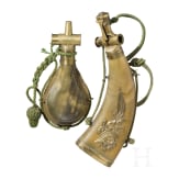 Pulverhorn und Pulverflasche, s&uuml;ddeutsch/&ouml;sterreichisch, 19. Jhdt.