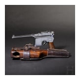 Mauser C 96, "Wartime Commercial", mit Anschlagkasten und Leder