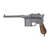 Mauser C 96, "Wartime Commercial", mit Anschlagkasten und Leder