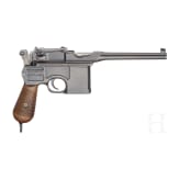 Mauser C 96, "Wartime Commercial", mit Anschlagkasten und Leder