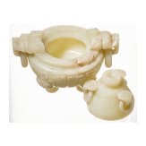 Eleven decorative Chinese objects including four jade bowls, 20th century