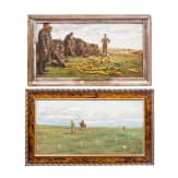 Two military oil paintings, 20th century