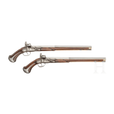 A rare pair of flintlock holster pistols made for superimposed loads, from the armoury of the Princes of Salm-Reifferscheidt-Dyck, northern German or Dutch, circa 1660