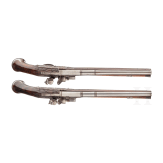 A pair of German over-and-under flintlock pistols, circa 1690/1700