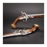 A pair of long Flemish breechloading flintlock pistols, circa 1720/30