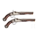 Ein Paar geschnittene Perkussionspistolen, Italien, um 1760