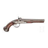 A French double-barrelled percussion pistol, circa 1780