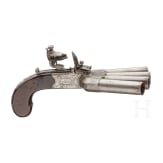 A British flintlock Duck's Foot Pistol by P. Bond of London, circa 1800