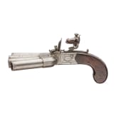 A British flintlock Duck's Foot Pistol by P. Bond of London, circa 1800