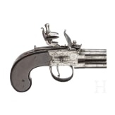 An English four-barreled box-lock pistol, circa 1800
