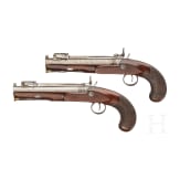 A pair of percussion pistols with spring-loaded bayonets, Antonio Vianna, Porto, circa 1820