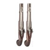 A pair of percussion pistols with spring-loaded bayonets, Antonio Vianna, Porto, circa 1820