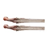 A pair of double-barreled percussion pistols with profuse chiselling, G. A. Moritz in Zella St. Blasii, circa 1820/30
